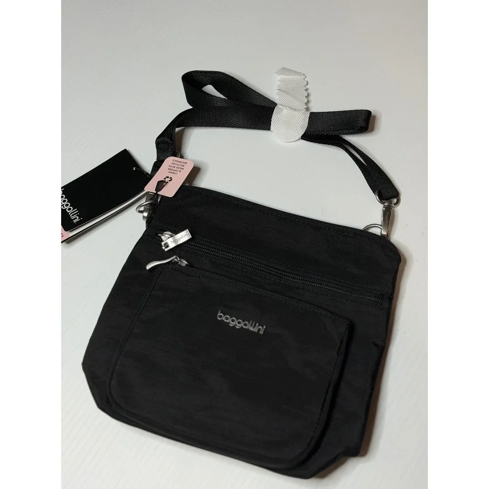 Baggallini‎ Modern Pocket Crossbody Black Sand RFID Travel Bag Organizer Comfort